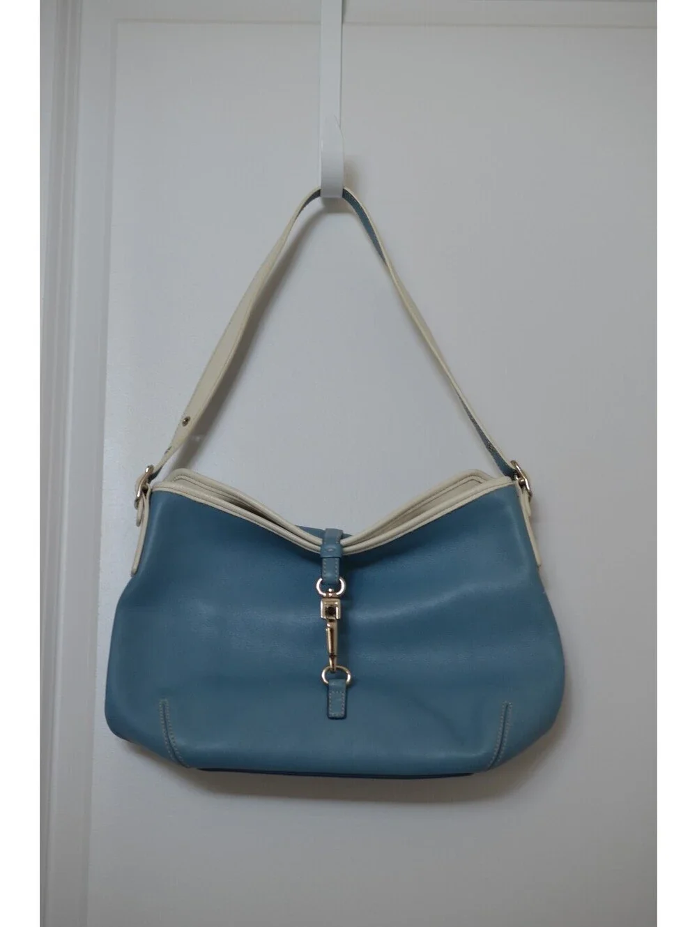 Vintage 2003 Coach 9266 Blue Leather Hobo Shoulder Bag Y2K Clip Purse